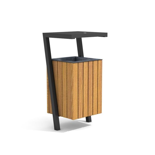 Moderní venkovní odpadkový koš s dřevěnými panely - Uppsala bin.