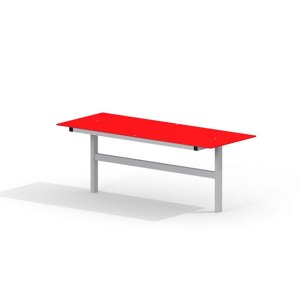 Červený Table HPL se šedým rámem.